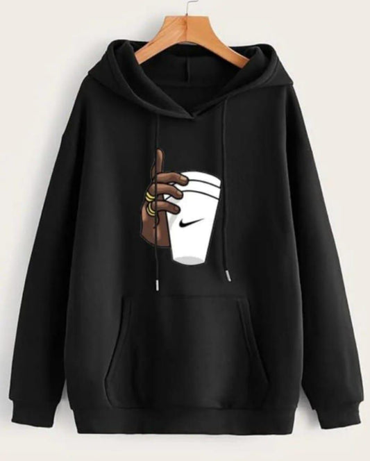 Black Graphic cup Hoodie